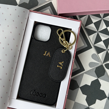 Load image into Gallery viewer, Black Saffiano Leather Phone Case