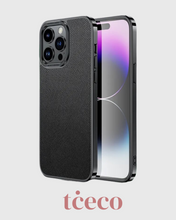 Load image into Gallery viewer, Black Saffiano Leather iPhone 15 Series Phone Case
